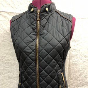 Active USA Black/Brown Trimmed, Quilted Vest
